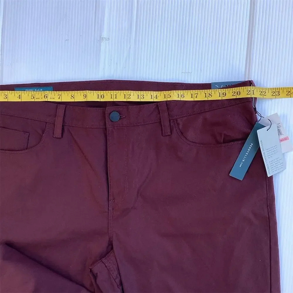Perry Ellis Men's Slim Stretch Dress Pants Red Size 40x32‎